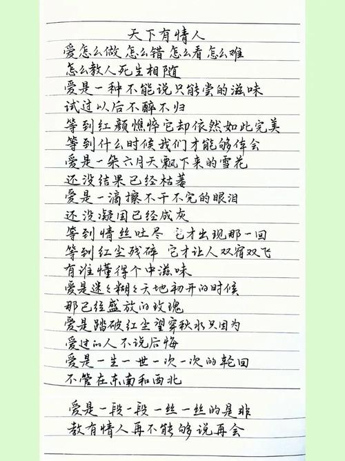 天下有情人歌词：描绘爱情形态，诉说坚持执着与困惑挣扎