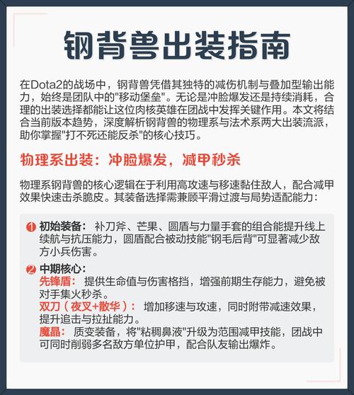 钢背兽出装dota1_钢背兽出装加点_钢背兽出装