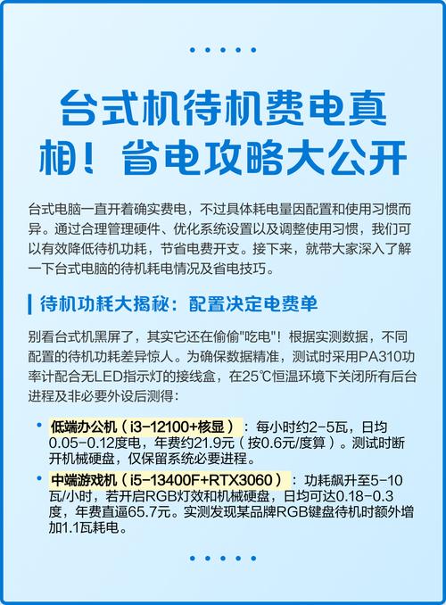 台式电脑一天耗多少电？办公和游戏真实电费对比，教你省电妙招