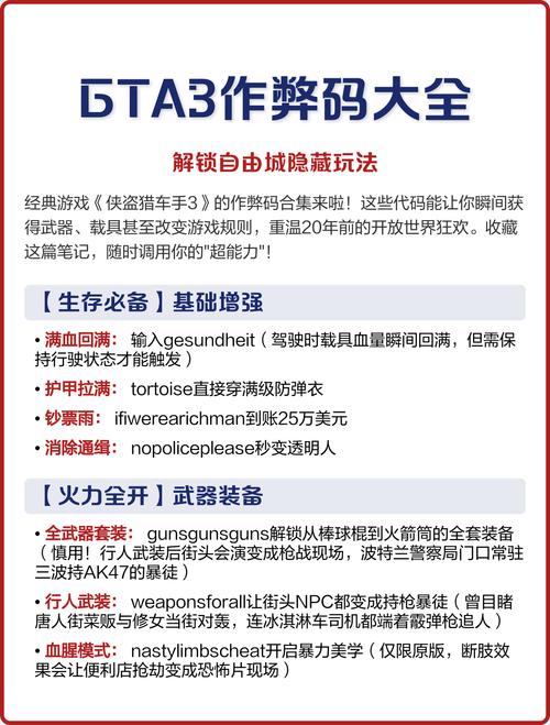 秘籍for侠盗猎车手下载_侠盗猎车3秘籍大全_侠盗猎车秘籍下载手机版